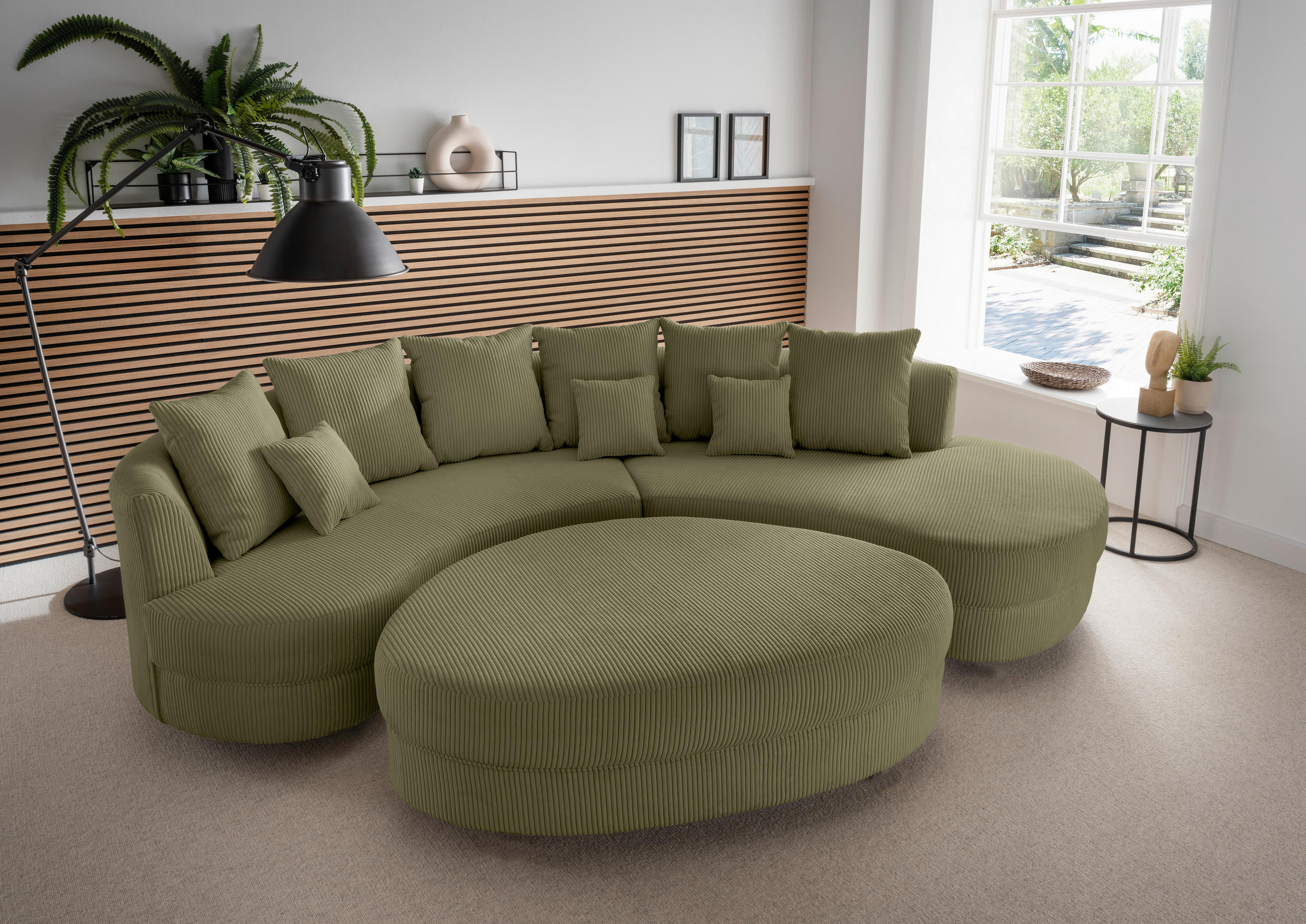 SOFFA i textil olivgrön  - olivgrön/svart, Design, textil/plast (300/160cm) - Livetastic