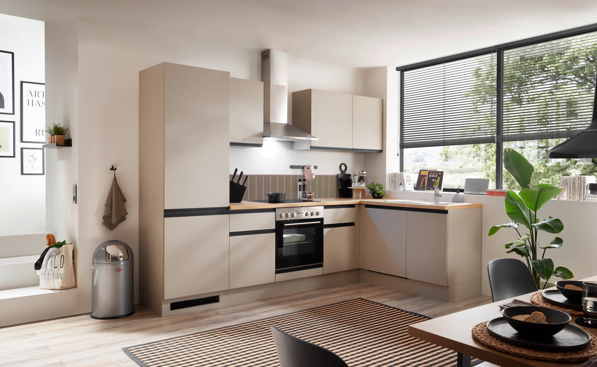 ECKKÜCHE 280/175 cm  in Seidengrau  - Eichefarben/Seidengrau, Trend, Holzwerkstoff/Metall (280/175cm) - P & B