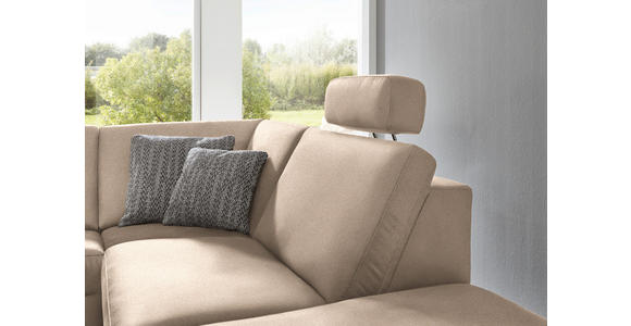 ECKSOFA in Mikrofaser Beige 275/242 cm - Beige/Alufarben, Design, Textil/Metall (275/242cm) - Dieter Knoll