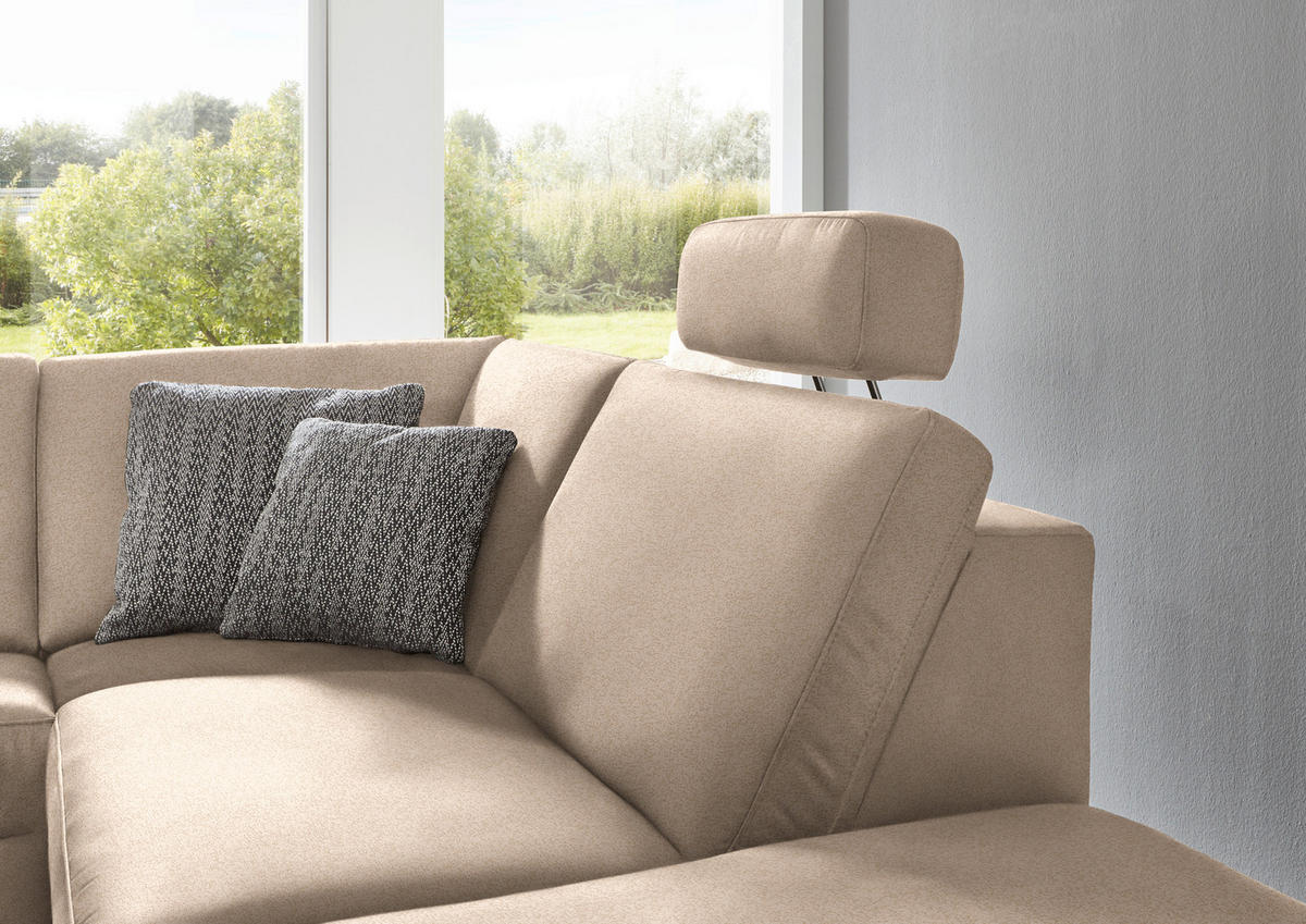 ECKSOFA in Mikrofaser Beige  - Beige/Alufarben, Design, Textil/Metall (275/242cm) - Dieter Knoll