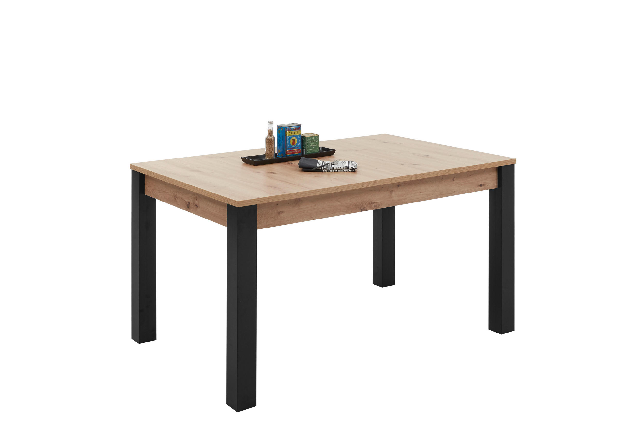 Esstisch ausziehbar Lucas 140x90 cm Eiche Dekor/Schwarz