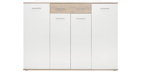 SCHUHSCHRANK 160/120/35 cm - Eichefarben/Silberfarben, Design, Holzwerkstoff/Kunststoff (160/120/35cm) - Xora