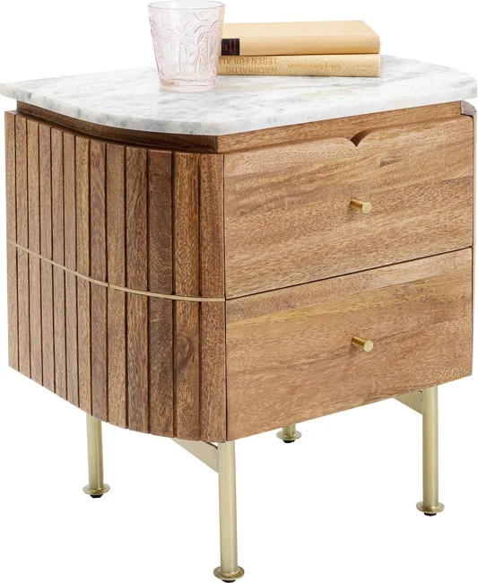 KOMMODE  in 50/55/35 cm  - Beige/Goldfarben, Design, Holz/Stein (50/55/35cm) - Kare-Design