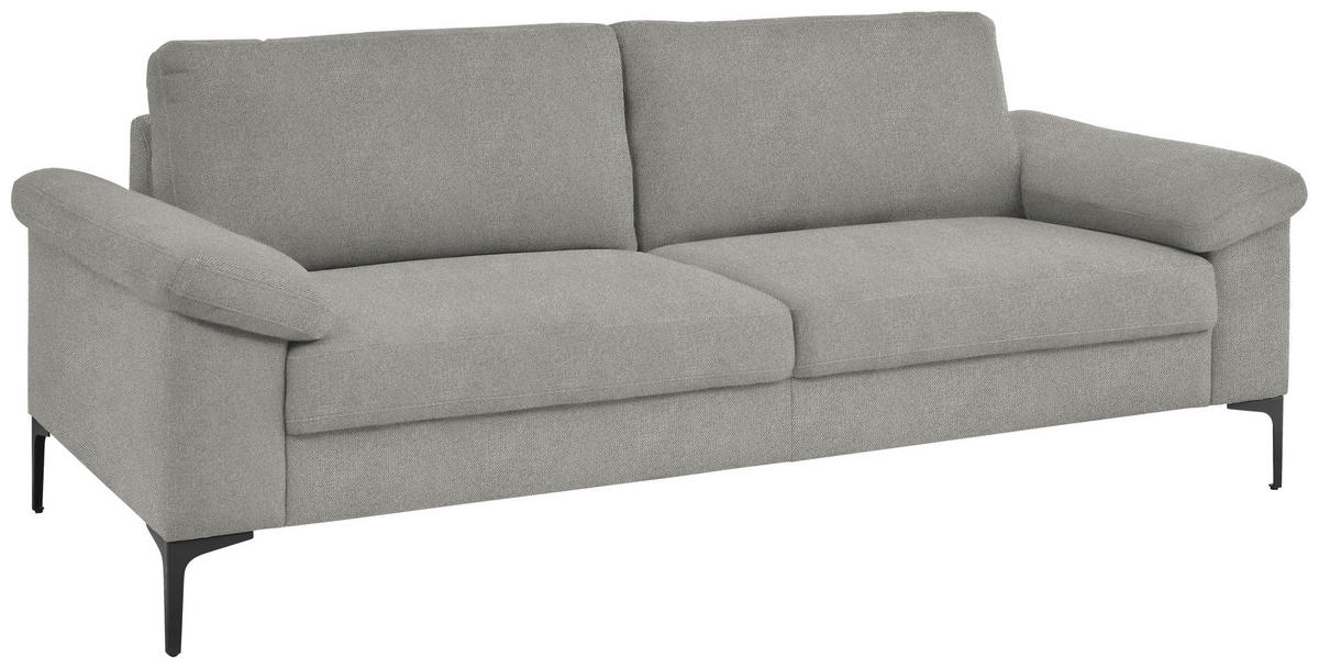 3-SITZER-SOFA in Flachgewebe Hellgrau  - Hellgrau/Schwarz, Design, Textil/Metall (226/89/97cm) - Pure Home Lifestyle