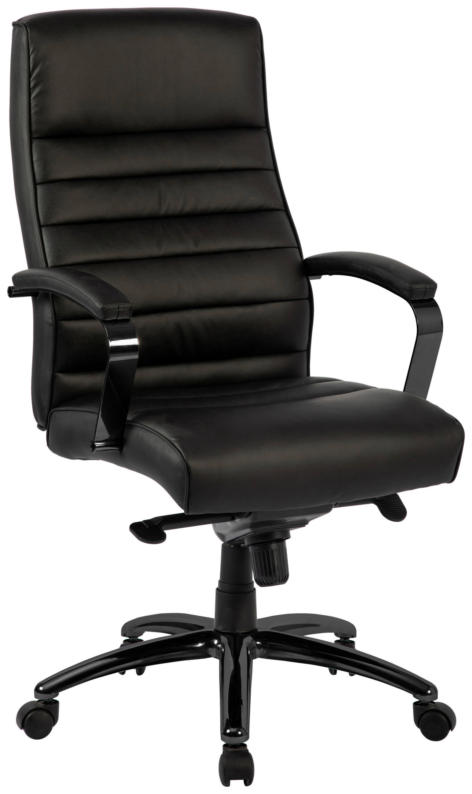 CHEFSESSEL Lederlook Schwarz, Chromfarben  - Chromfarben/Schwarz, MODERN, Kunststoff/Textil (64/115/121/69cm) - MID.YOU