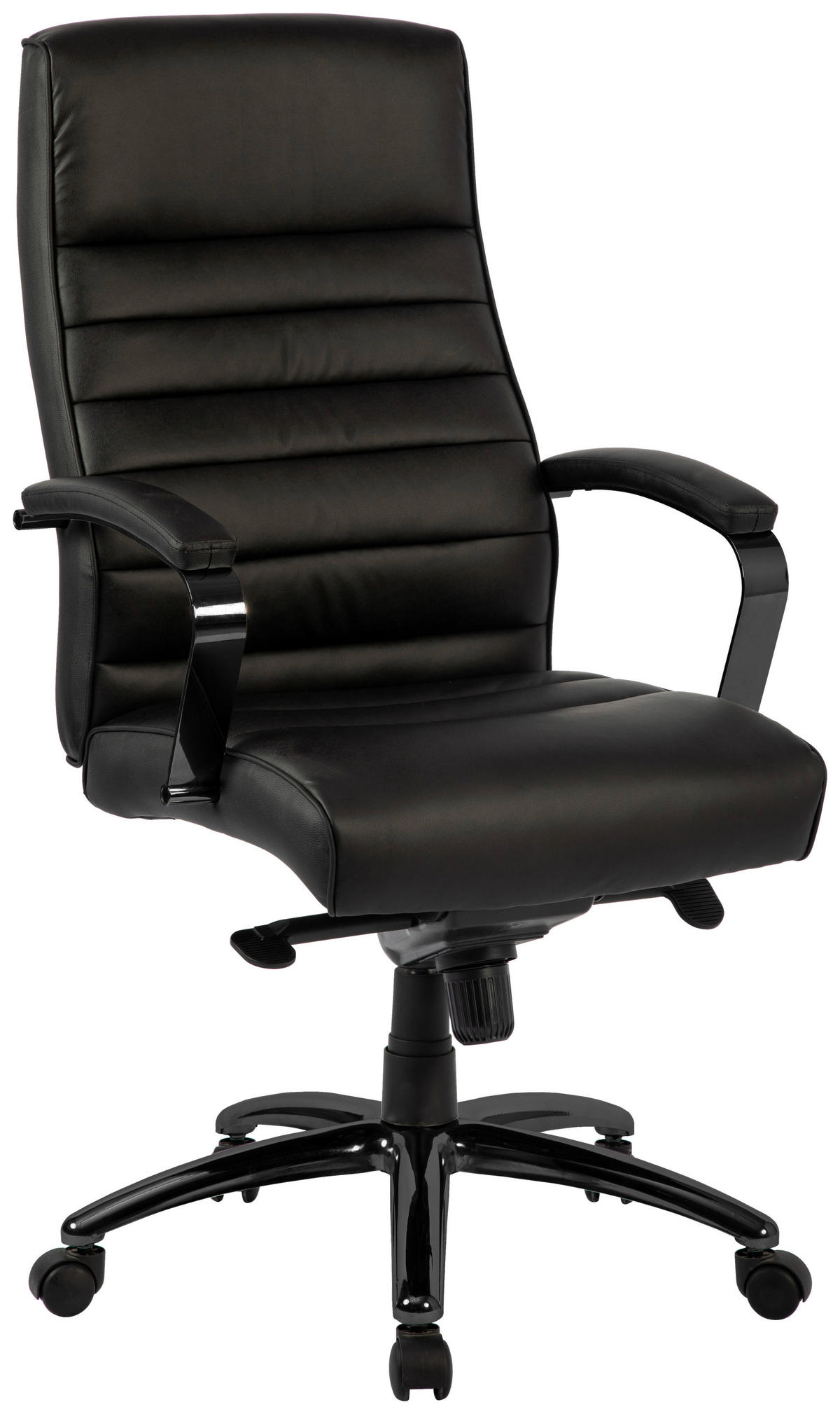CHEFSESSEL Lederlook Schwarz, Chromfarben  - Chromfarben/Schwarz, MODERN, Kunststoff/Textil (64/115/121/69cm) - MID.YOU