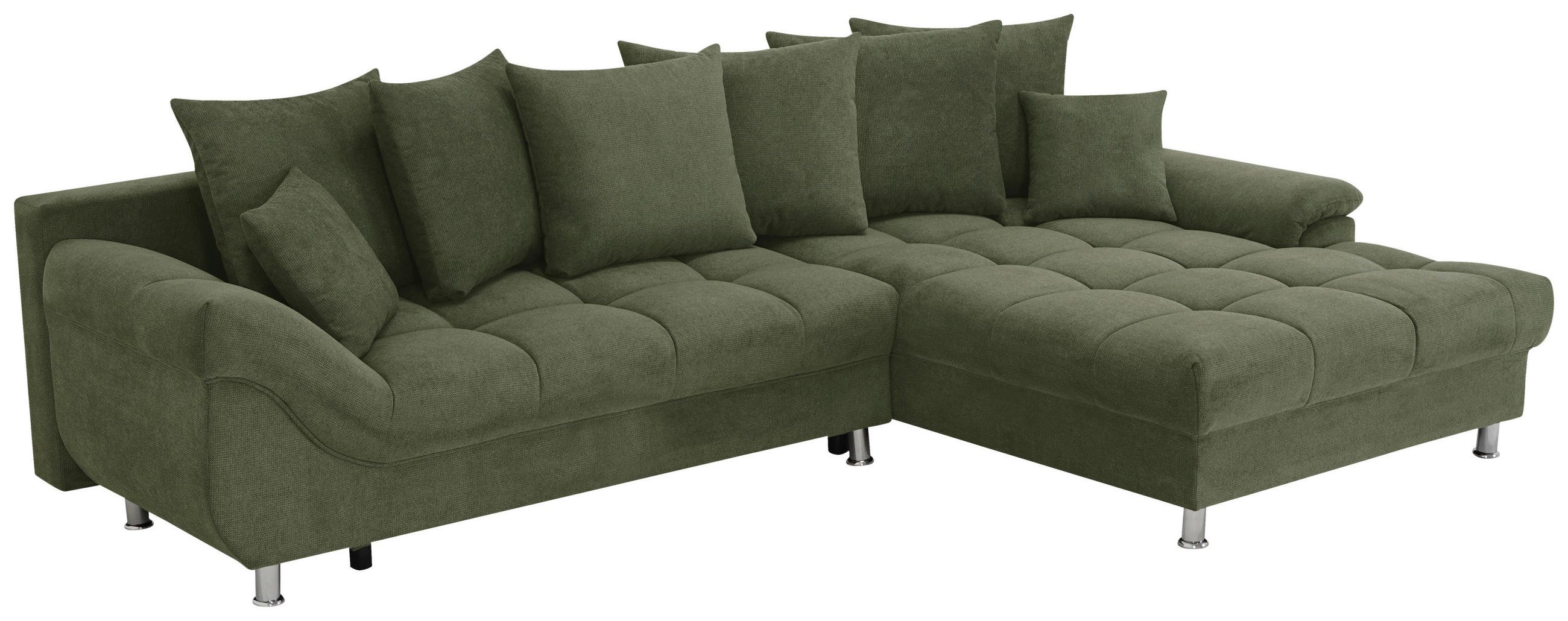 HÖRNSOFFA i flatväv, mikrofiber grön  - grön/kromfärg, Design, textil/plast (312/198cm) - Livetastic