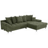 ECKSOFA Grün Flachgewebe, Mikrofaser  - Chromfarben/Grün, Design, Kunststoff/Textil (312/198cm) - Livetastic