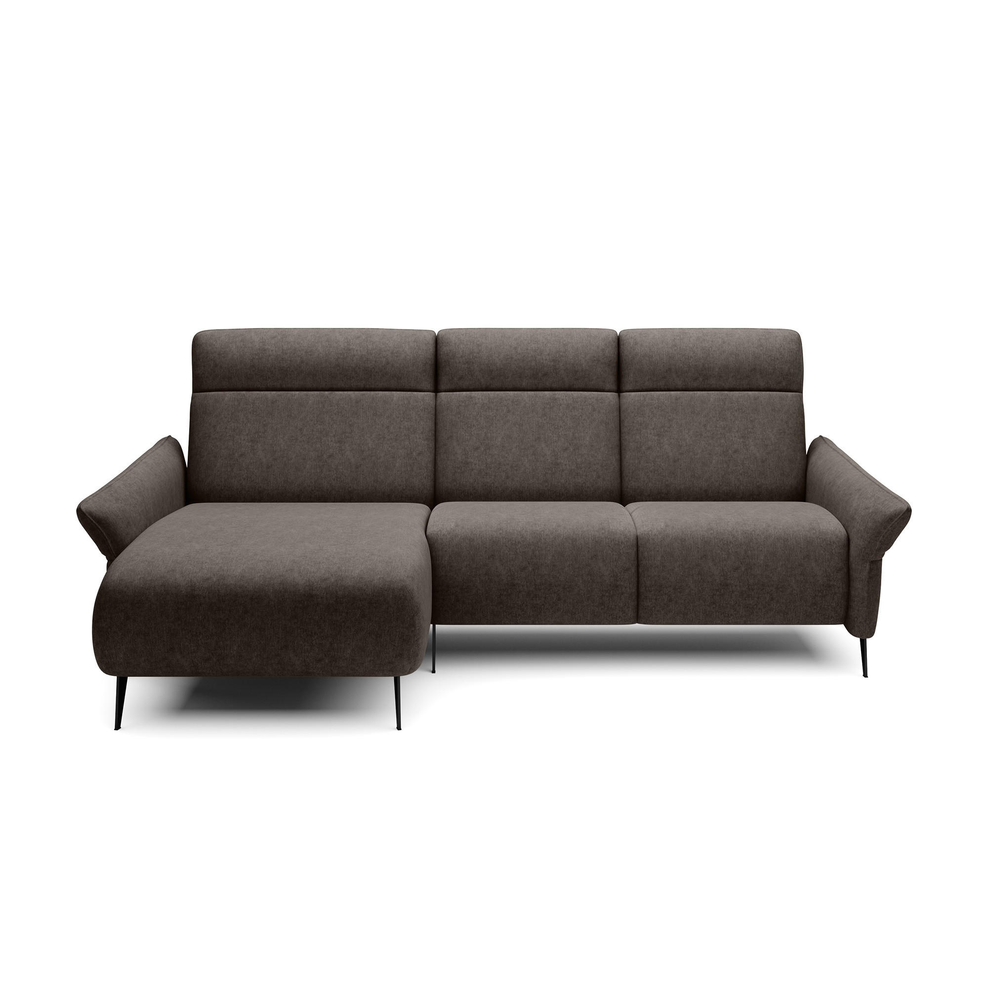 3-SITS SOFFA i flatväv brun  - brun/svart, Design, metall/trämaterial (286/160/150cm) - Stylife