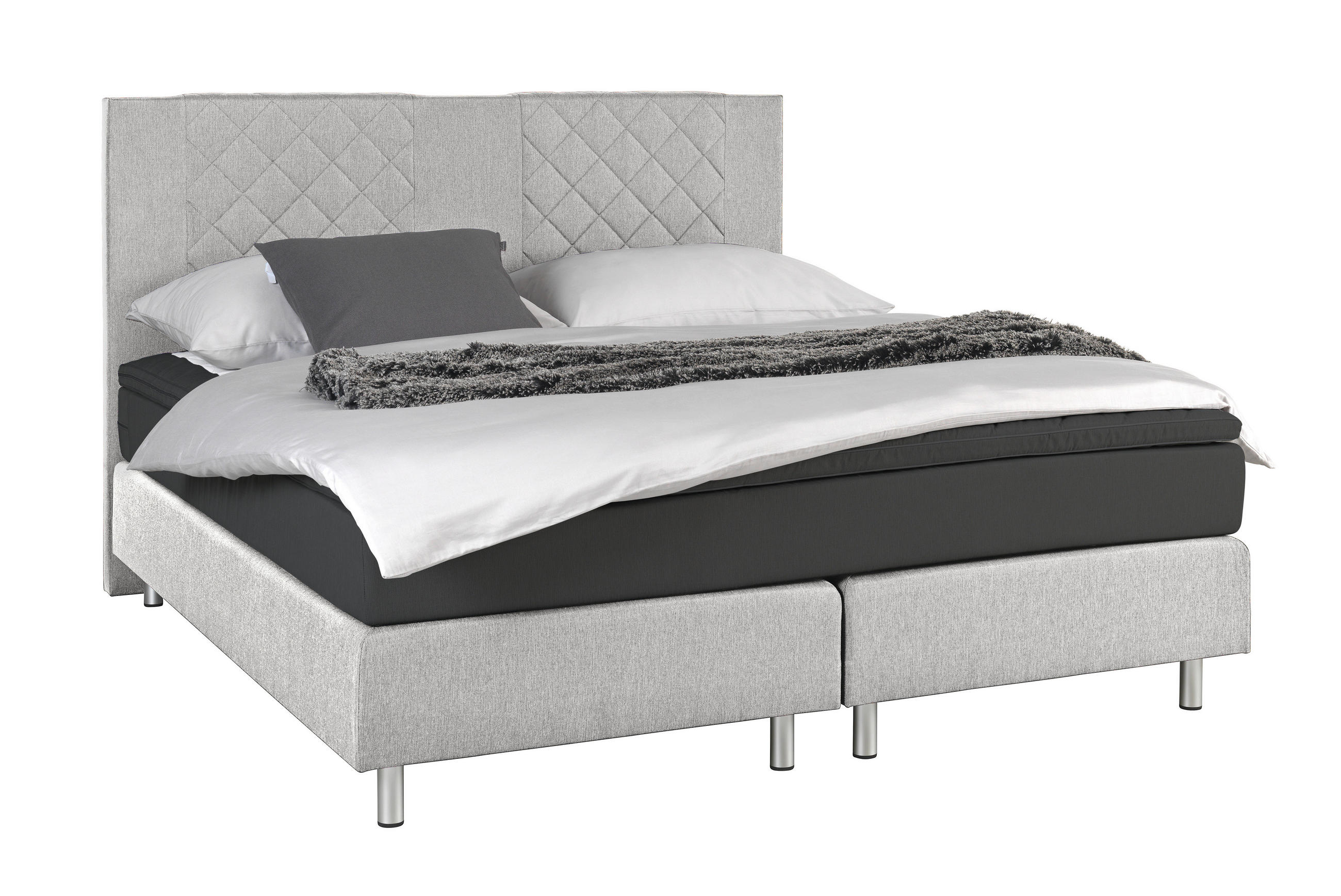 BOXSPRINGBETT 180/200 cm in Anthrazit, Grau - Anthrazit/Alufarben, Design, Holz (180/200cm) - Livetastic