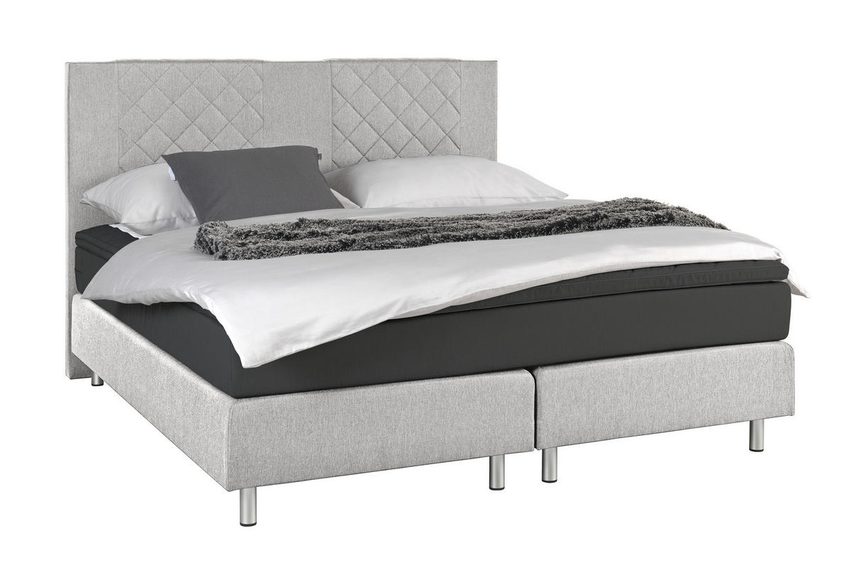 BOXSPRING-ÁGY 180/200 cm  antracit, szürke  - alumínium színű/antracit, Design, fa (180/200cm) - Carryhome
