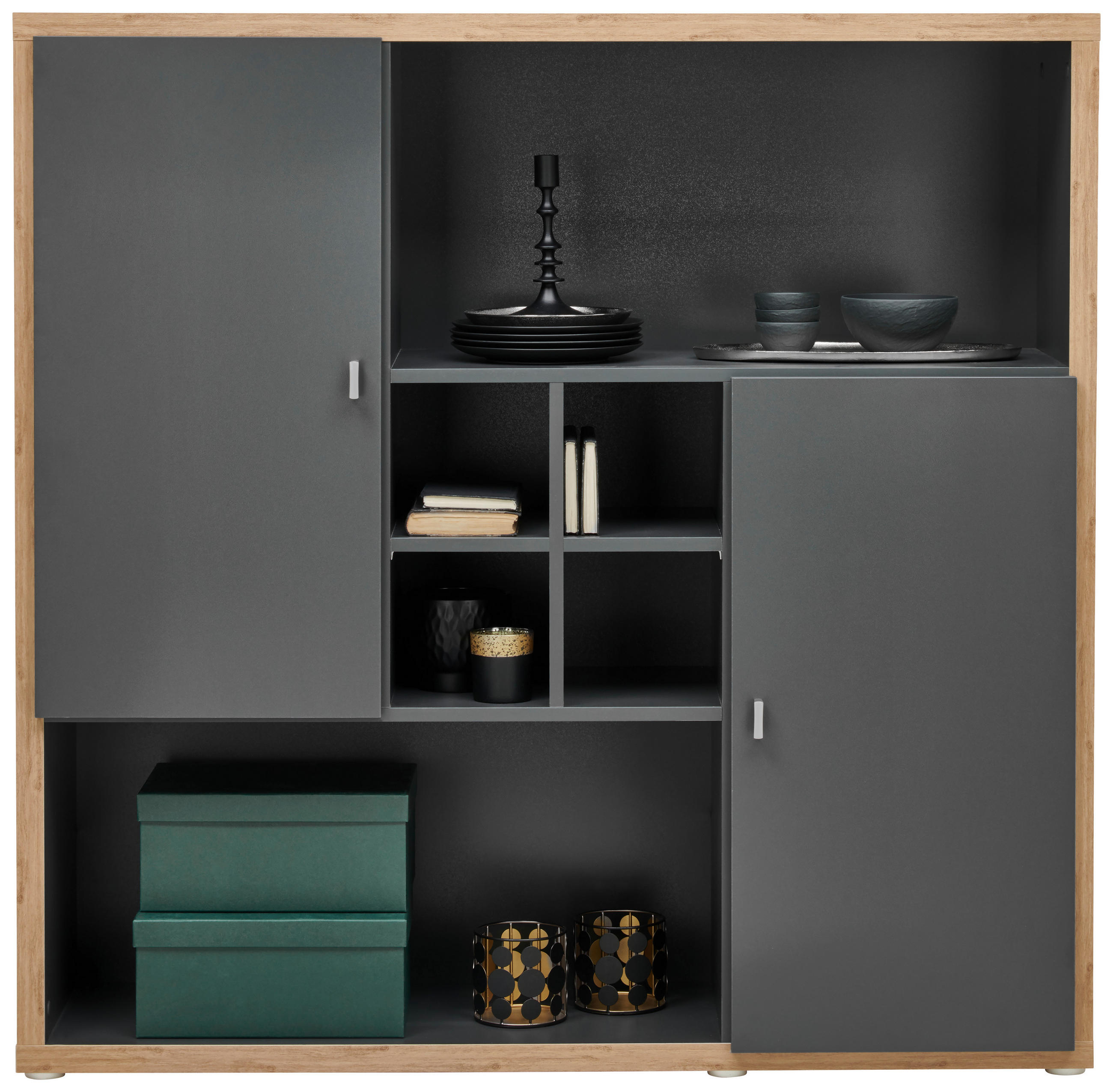 SET DE UȘI in antracit  - culoare nichel/antracit, Modern, metal/material pe bază de lemn (39,3/77,4/3,3cm) - Xora