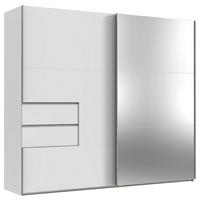 SCHWEBETÜRENSCHRANK 2-türig Weiß  - Alufarben/Weiß, MODERN, Glas/Holzwerkstoff (250/216/65cm) - Stylife