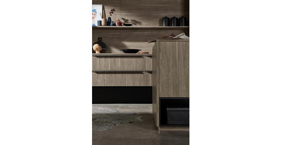 EINBAUKÜCHE - Eichefarben/Graphitfarben, Design, Holzwerkstoff - Dieter Knoll