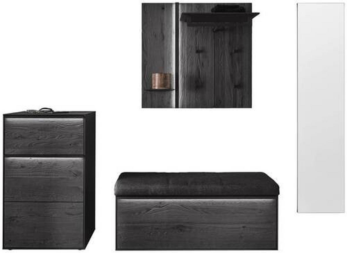 GARDEROBE  in 246/195/41 cm  - Anthrazit, Design, Glas/Holz (246/195/41cm) - Johann Jakob