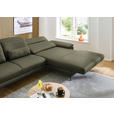 ECKSOFA in Echtleder Grau, Grün  - Schwarz/Grau, Design, Leder/Metall (332/193cm) - Dieter Knoll