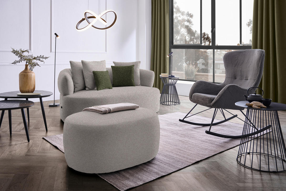 2-SITZER-SOFA in Chenille Greige  - Greige/Schwarz, MODERN, Kunststoff/Textil (177/86/105cm) - Hom`in