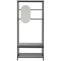 GARDEROBE 4-teilig  in 80/182/35 cm  - Schwarz/Grau, Design, Glas/Holzwerkstoff (80/182/35cm) - Landscape