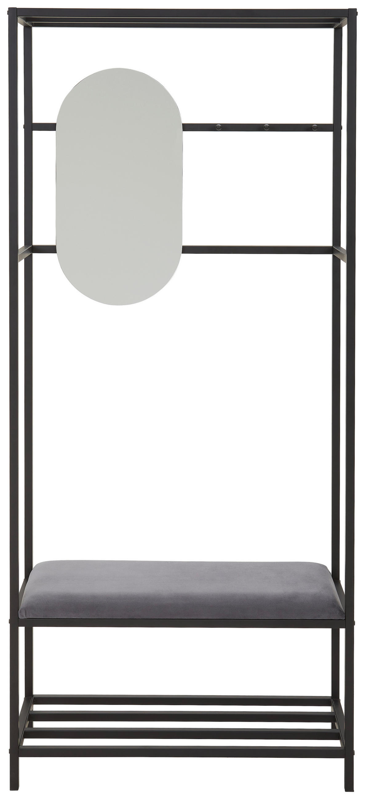 GARDEROBE 4-teilig  in 80/182/35 cm  - Schwarz/Grau, Design, Glas/Holzwerkstoff (80/182/35cm) - Landscape
