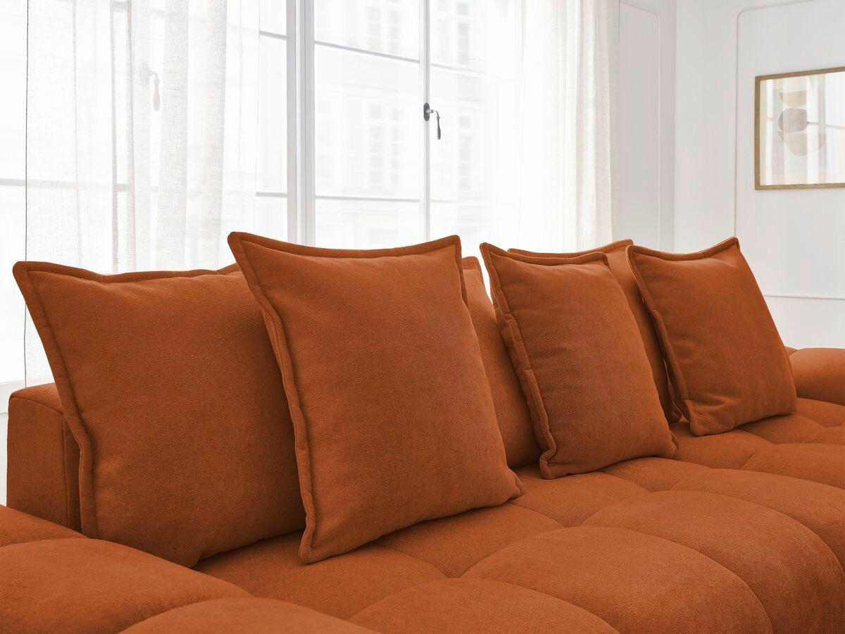 ECKSCHLAFSOFA EVEREST  mit Rücken echt, Armteil links, Armteil rechts Struktur Orange  - Schwarz/Orange, MODERN, Kunststoff/Textil (318/180cm) - Livetastic