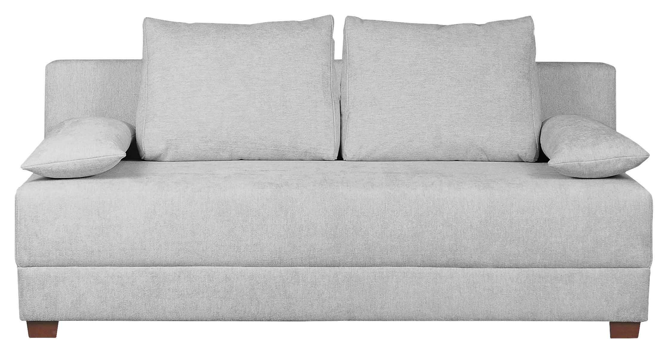 SCHLAFSOFA Webstoff Hellgrau  - Dunkelbraun/Hellgrau, Design, Holz/Textil (202/85/110cm) - MID.YOU