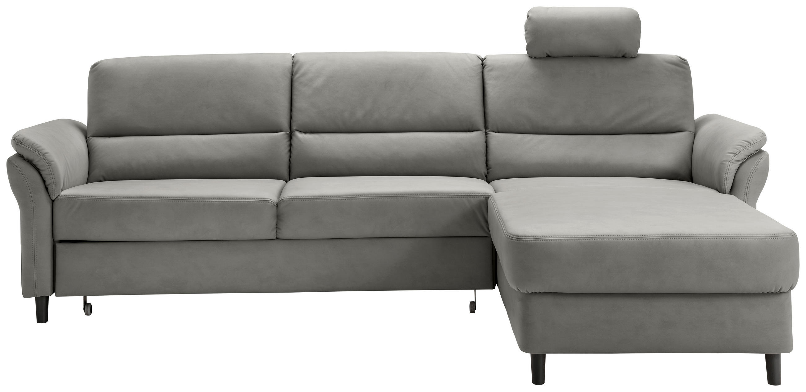 ECKSOFA Grau Lederlook  - Schwarz/Grau, MODERN, Holz/Textil (279/176cm) - Livetastic