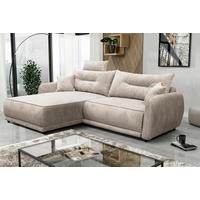 ECKSOFA FRESH in Struktur Beige  195/264 cm  - Beige/Schwarz, Design, Kunststoff/Textil (195/264cm) - MID.YOU