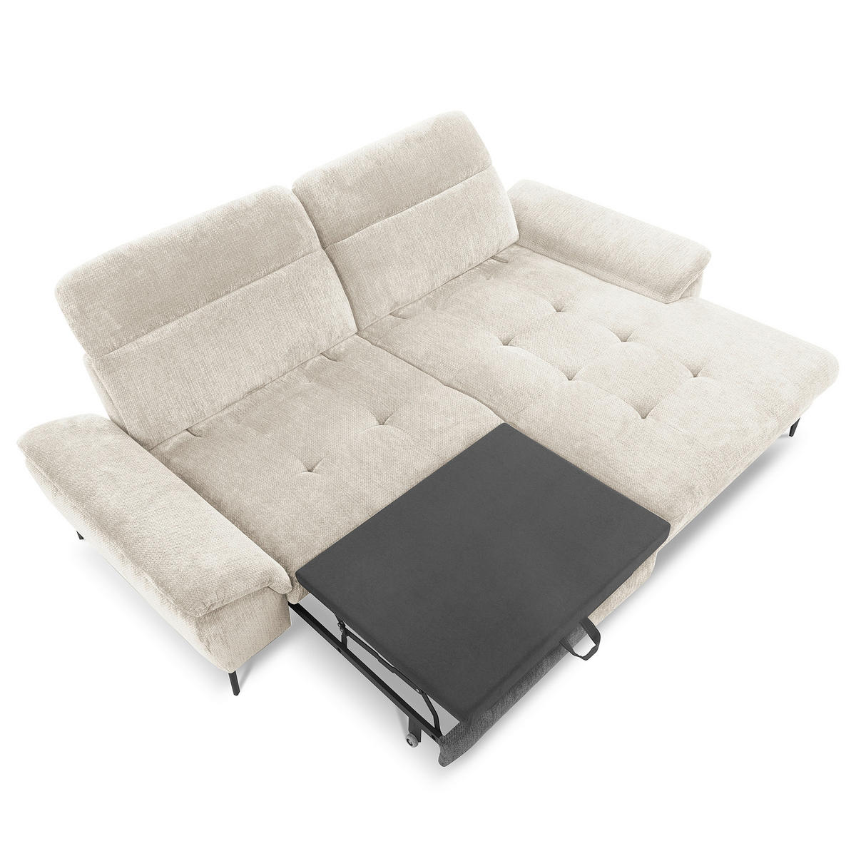 ECKSOFA   - Weiss/Schwarz, Design, Textil/Metall (268/195cm) - Livetastic