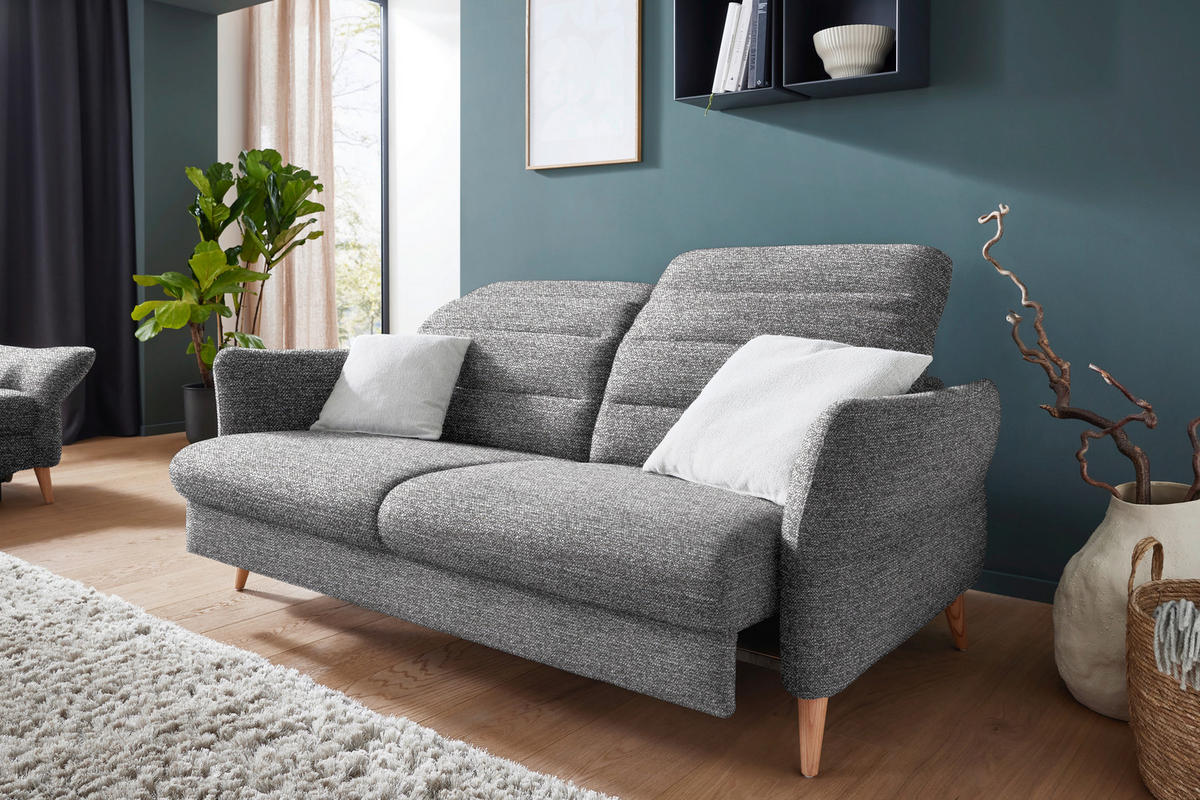 2-SITZER-SOFA in Webstoff Grau  - Eiche Bianco/Grau, Design, Holz/Textil (192-220/85-106/98-112cm) - Dieter Knoll