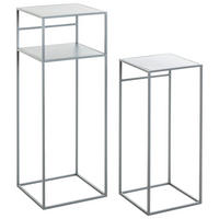 BEISTELLTISCHSET quadratisch Hellgrau  - Hellgrau, Trend, Metall (26-30/26-30/63-85cm)