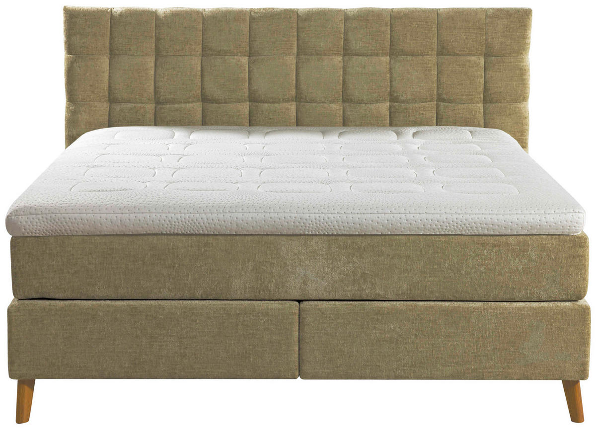 BOXSPRINGBETT 160/200 cm  in Hellgrün  - Eichefarben/Hellgrün, Design, Holz/Textil (160/200cm) - Esposa