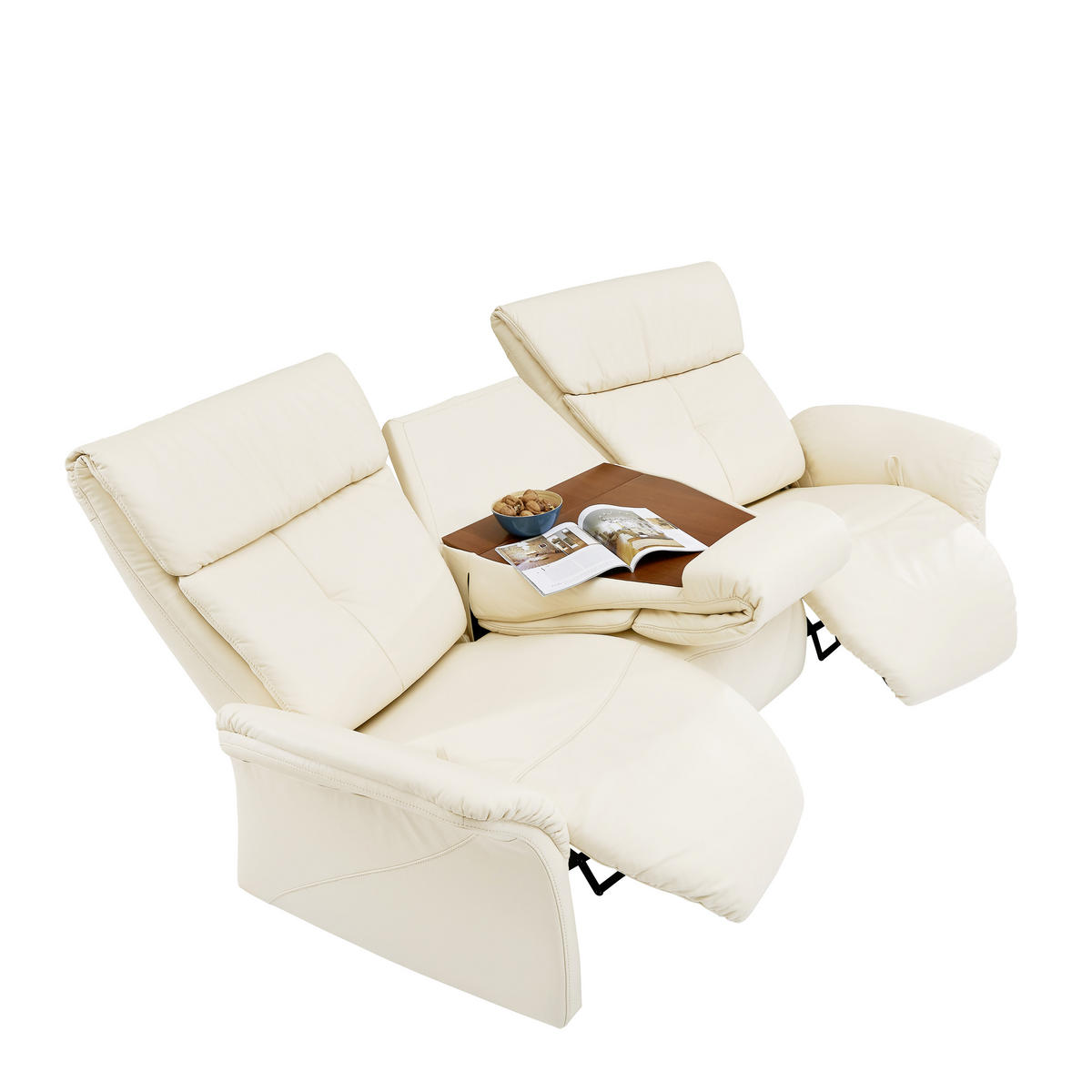 HEIMKINO-SOFA Echtleder Beige  - Beige/Schwarz, KONVENTIONELL, Leder/Metall (208/105/103cm) - Himolla Komfortklass