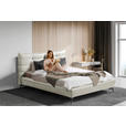 POLSTERBETT 180/200 cm,  in Creme, gepolstertes Kopfteil,  - Creme/Schwarz, Design, Leder/Metall (180/200cm) - Esposa