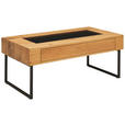 COUCHTISCH Eiche furniert, massiv ESG 110/60/45 cm rechteckig Schwarz, Eichefarben  - Eichefarben/Schwarz, Natur, Glas/Holz (110/60/45cm) - Novel