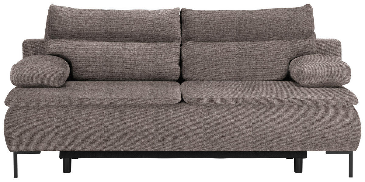 BOXSPRINGSOFA  mit Stoffauswahl Webstoff Braun  - Schwarz/Braun, Design, Textil/Metall (202/93/100cm) - Novel