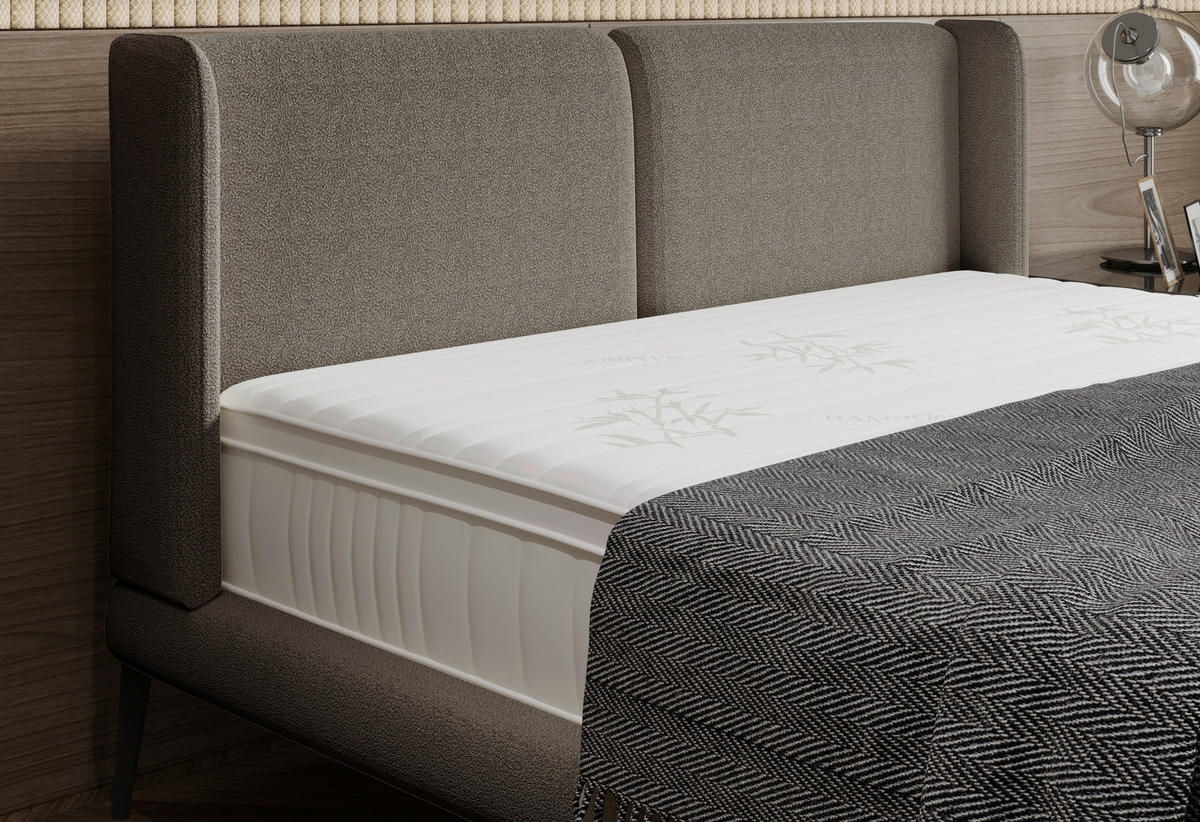 Polsterbett inkl. Matratze 180/200 cm  in Dunkelgrau  - Weiss/Dunkelgrau, Modern, Textil/Metall (180/200cm) - Livetastic