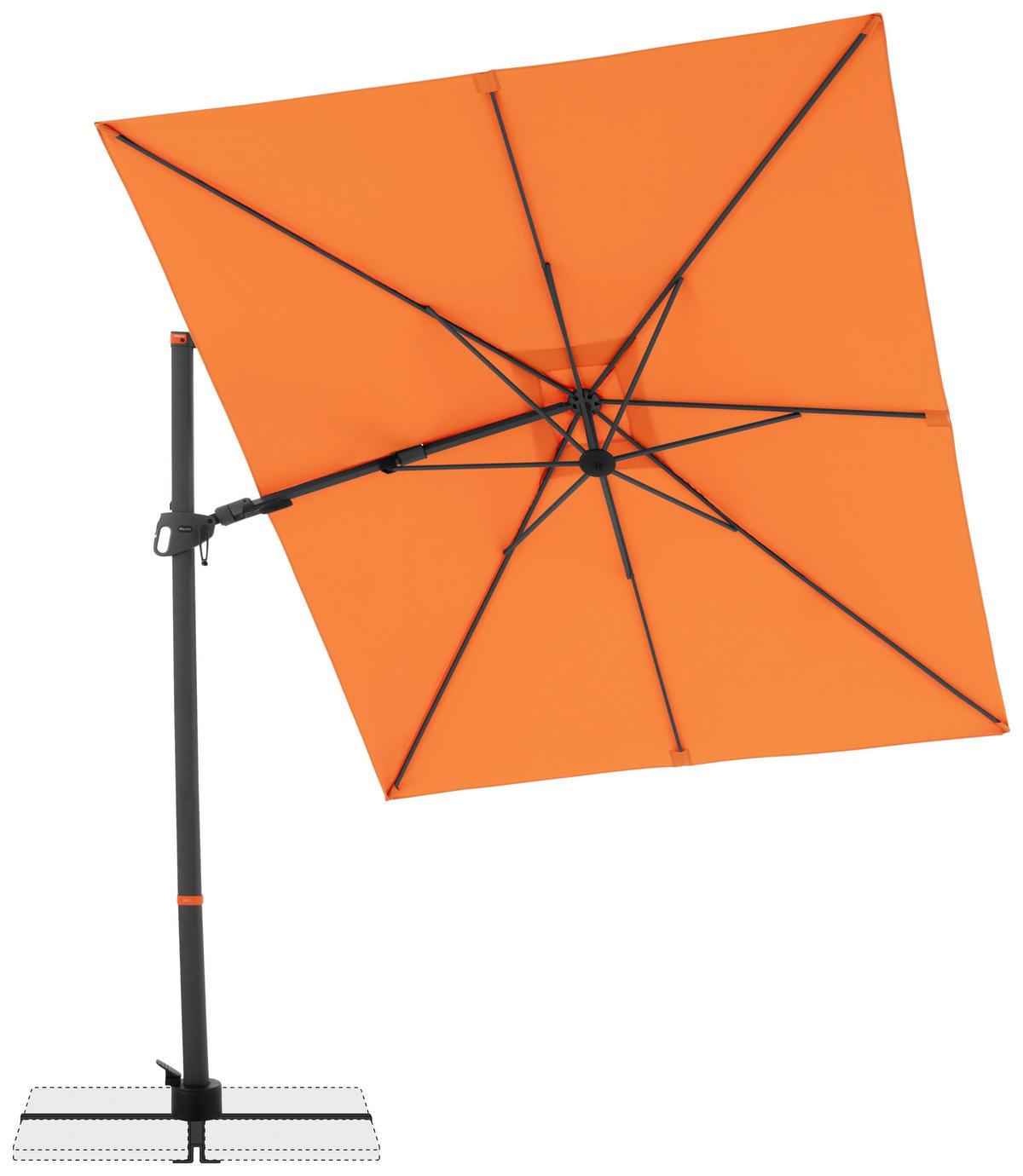 ZÁVESNÝ SLNEČNÍK 320/240 cm - oranžová/antracitová, Basics, kov/textil (320/240cm) - Doppler