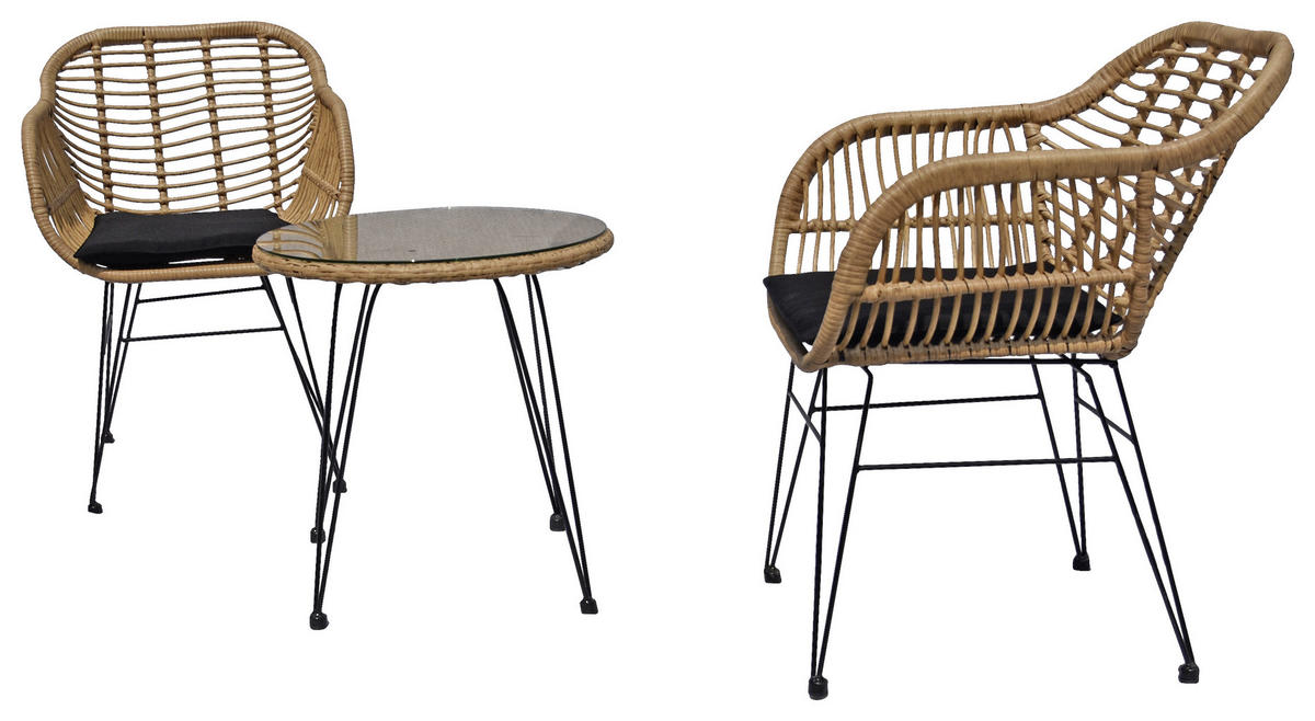 BALKONSET  - Dunkelgrau/Naturfarben, MODERN, Glas/Kunststoff - Ambia Garden