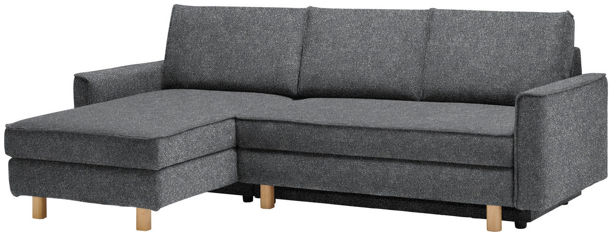 ECKSOFA  in Mikrovelours Grau  170/237 cm  - Eichefarben/Grau, KONVENTIONELL, Holz/Textil (170/237cm) - Sedda