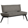 SITZBANK 153/90/65 cm Webstoff Schwarz, Dunkelgrau Buche massiv - Dunkelgrau/Schwarz, Basics, Holz/Textil (153/90/65cm) - Carryhome