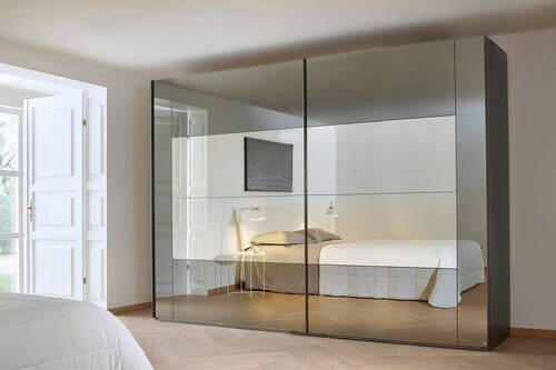 SCHWEBETÜRENSCHRANK in Graphitfarben  - Graphitfarben, Design, Glas/Holzwerkstoff (316/223/68cm) - Xora