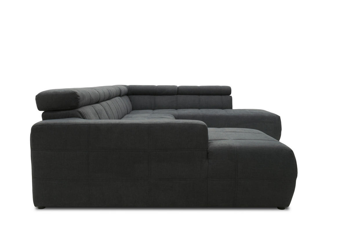 WOHNLANDSCHAFT Dunkelgrau Mikrofaser  - Dunkelgrau/Schwarz, Design, Kunststoff/Textil (175/359/228cm) - MID.YOU