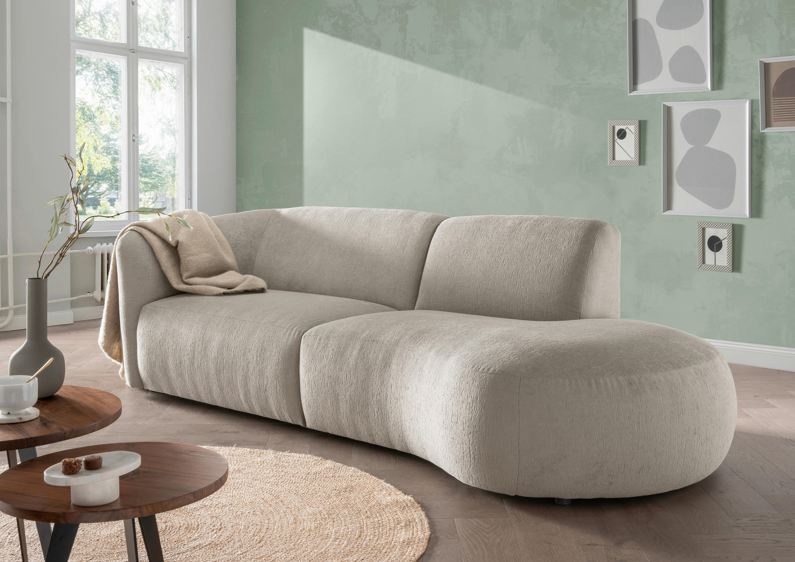 ECKSOFA Jesi Taupe Mikrofaser  - Taupe/Schwarz, MODERN, Kunststoff/Textil (238/107cm) - Livetastic