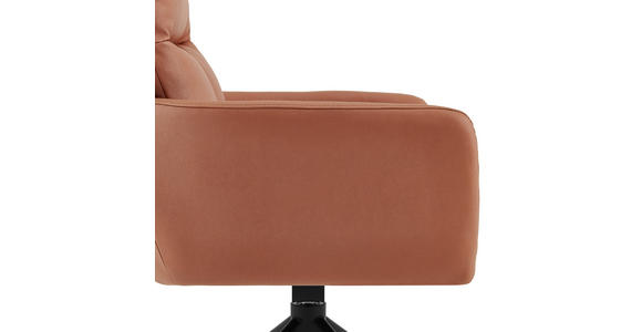 ARMLEHNSTUHL in Eisen Mikrofaser - Cognac/Schwarz, Design, Textil/Metall (62/89,5/65cm) - Novel