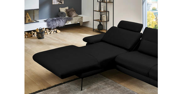 ECKSOFA in Echtleder Schwarz 180/310 cm - Schwarz, Design, Leder/Metall (180/310cm) - Dieter Knoll