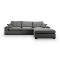 ECKSOFA VEDA Grau Flachgewebe  - Beige/Schwarz, Basics, Holz/Textil (308/186cm) - MID.YOU
