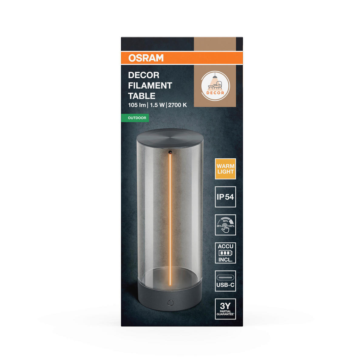 LED-AUßENLEUCHTE 9,2/24,2 cm   - Dunkelgrau, Basics, Kunststoff (9,2/24,2cm) - Osram