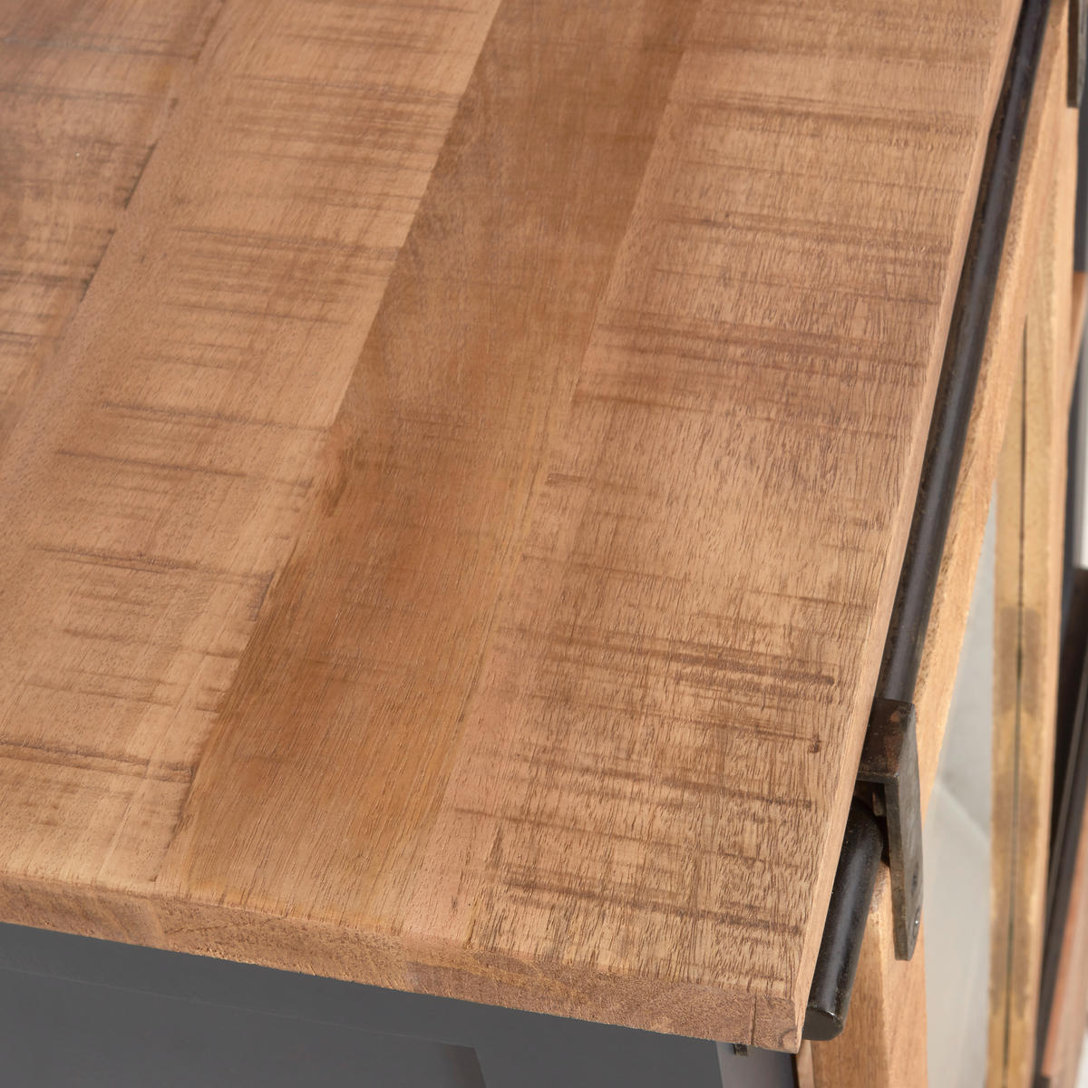 VITRINE  in massiv Mangoholz Schwarz, Grau, Naturfarben - Schwarz/Naturfarben, LIFESTYLE, Holz/Holzwerkstoff (100/180/45cm) - MID.YOU