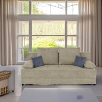 SCHLAFSOFA  mit Liegefunktion, Rücken echt Beige  - Beige/Schwarz, Design, Kunststoff/Textil (200/90/103cm) - P & B