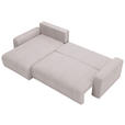ECKSOFA Hellgrau Cord Rückenkissen, Bettkasten, Schlaffunktion, Rücken echt, Liegefläche im Originalstoff  - Hellgrau/Schwarz, MODERN, Kunststoff/Textil (150/245cm) - Carryhome